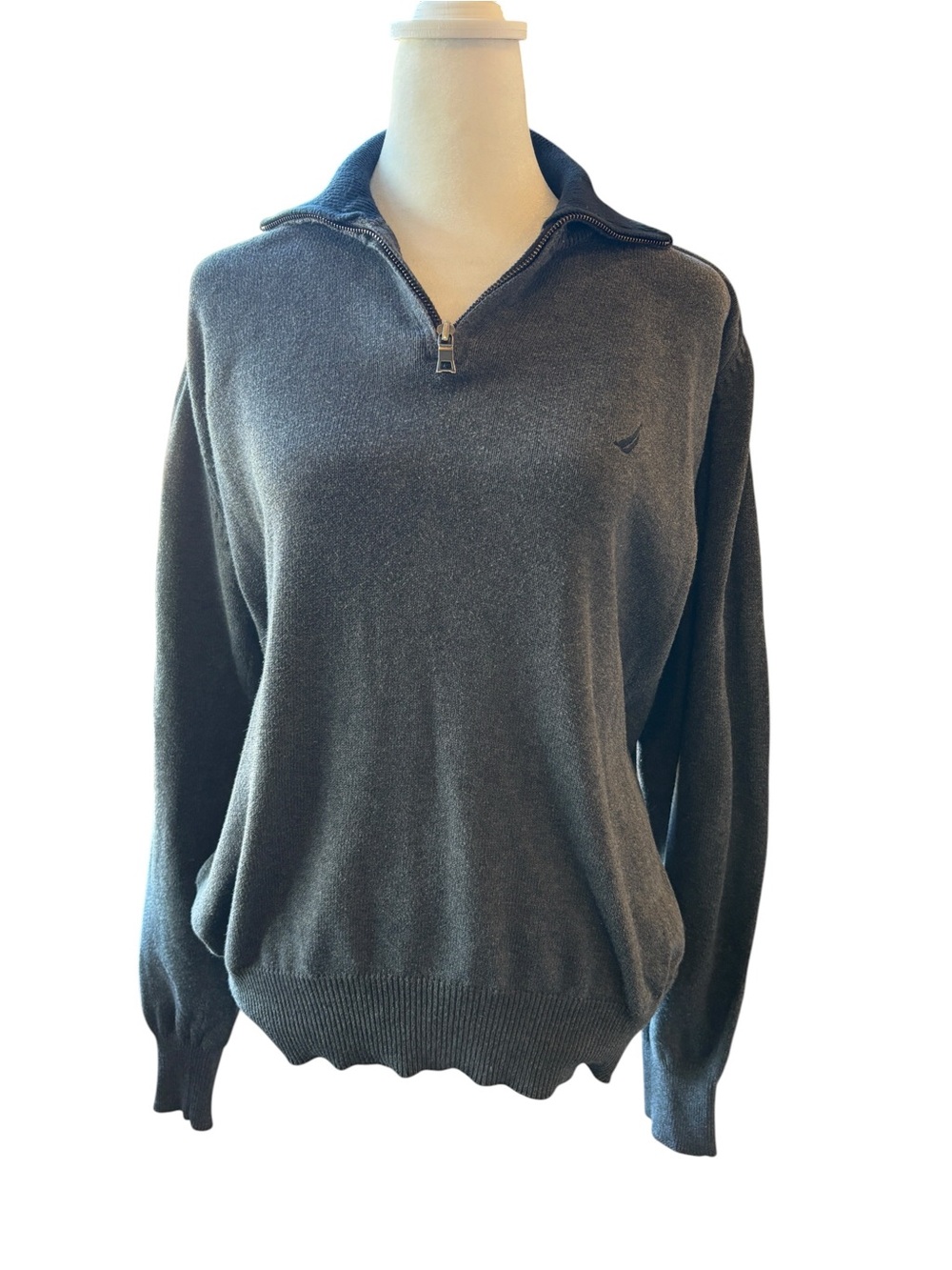 Nautica Charcoal Quarter-Zip Turtleneck Sweater - Women's